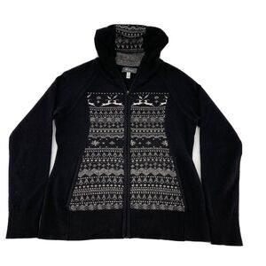 Ibex Sweater Womens Small‎ Lambswool Cashmere Black Full Zip Hoodie